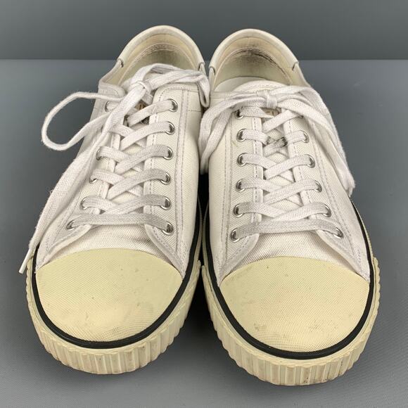CELINE Size 8 White Black Canvas Sneakers - Picture 4 of 9
